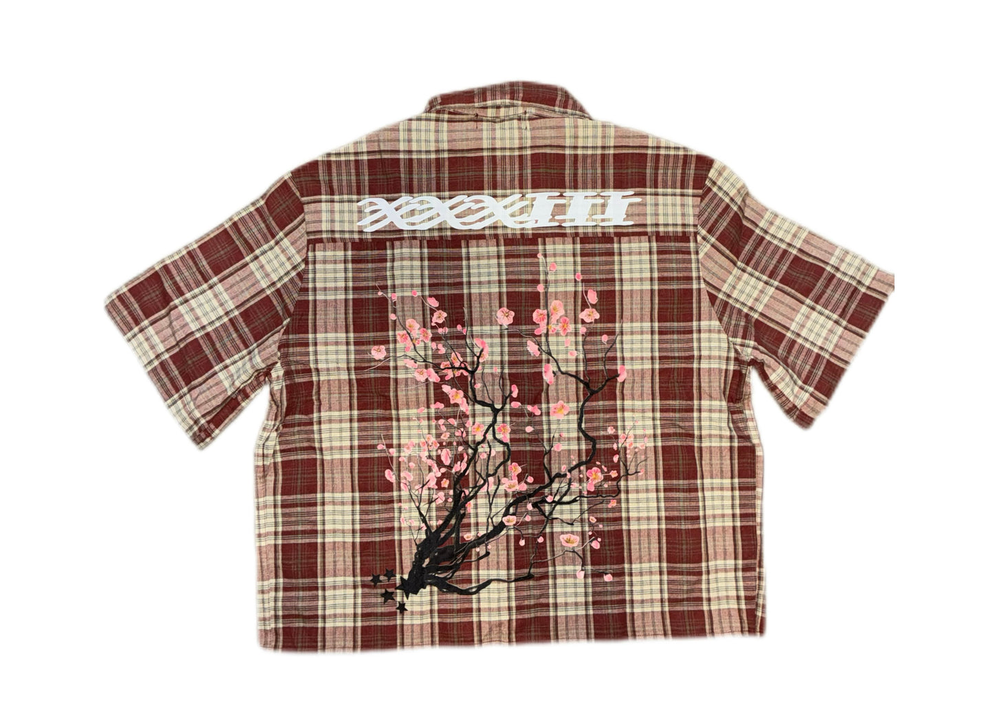 Cherry Blossom Plaid Button Up