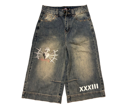Longer Inseam Sagrado Corazon Jorts