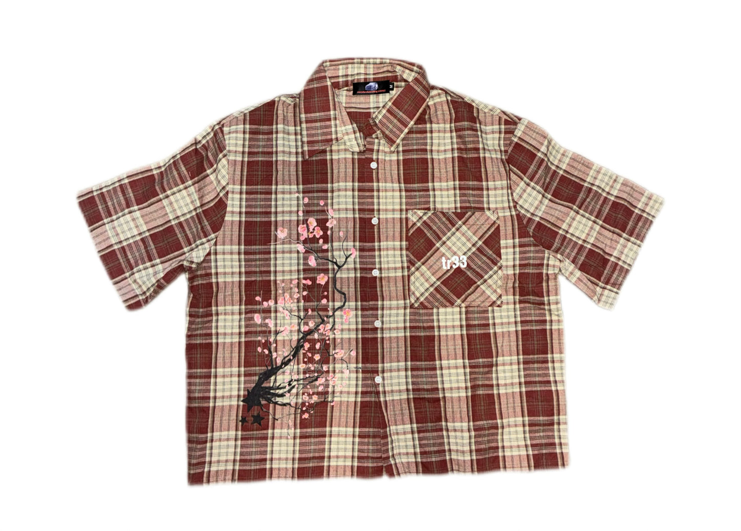 Cherry Blossom Plaid Button Up