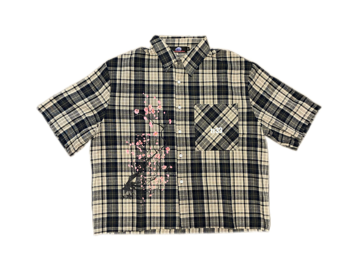 Cherry Blossom Plaid Button Up