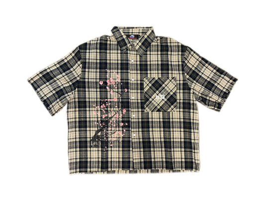 Cherry Blossom Plaid Button Up